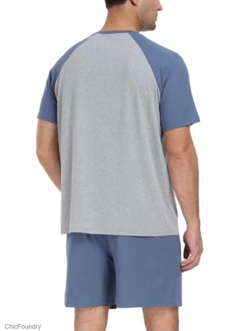 Men's Short Sleeve Pajama Set with Pockets Lightweight Quick Dry Sleepwear
